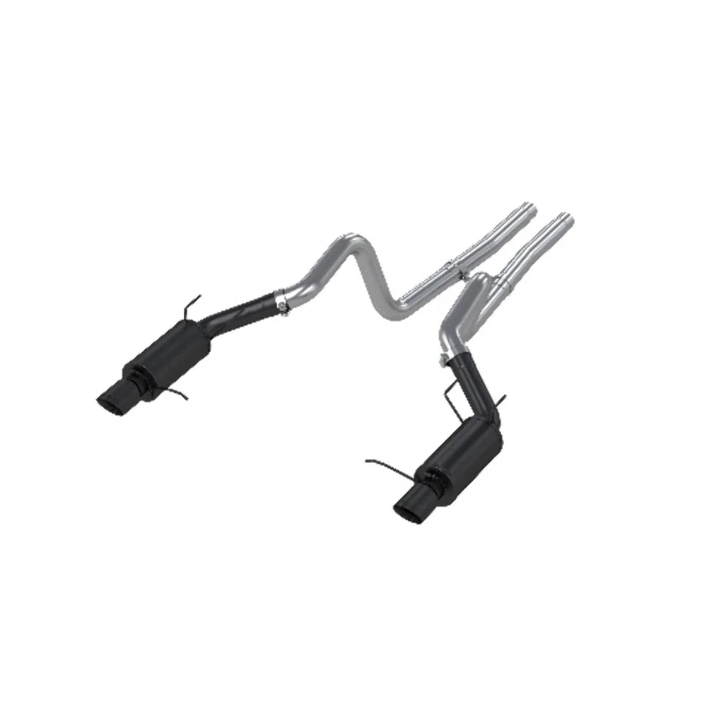 Fits 2011-14 Mustang 3_ Cat Back Dual Split Rear Street Version 4_ tips-S7258BLK